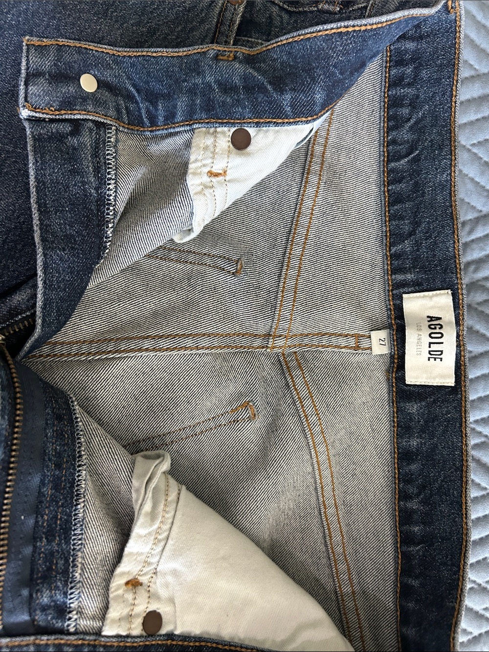 Agolde Women Straight Leg Jeans in Dark Blue Denim